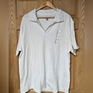 Goodfellow &‎ Co White Men's V Neck Polo Shirt Size XL